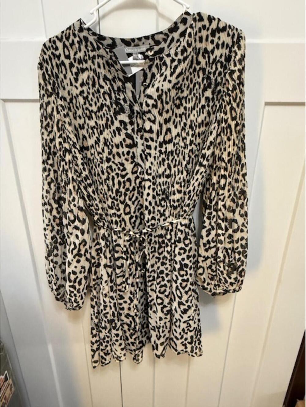 NWT Daniel Rainn Isabella Leopard print long sleeve dress size Large